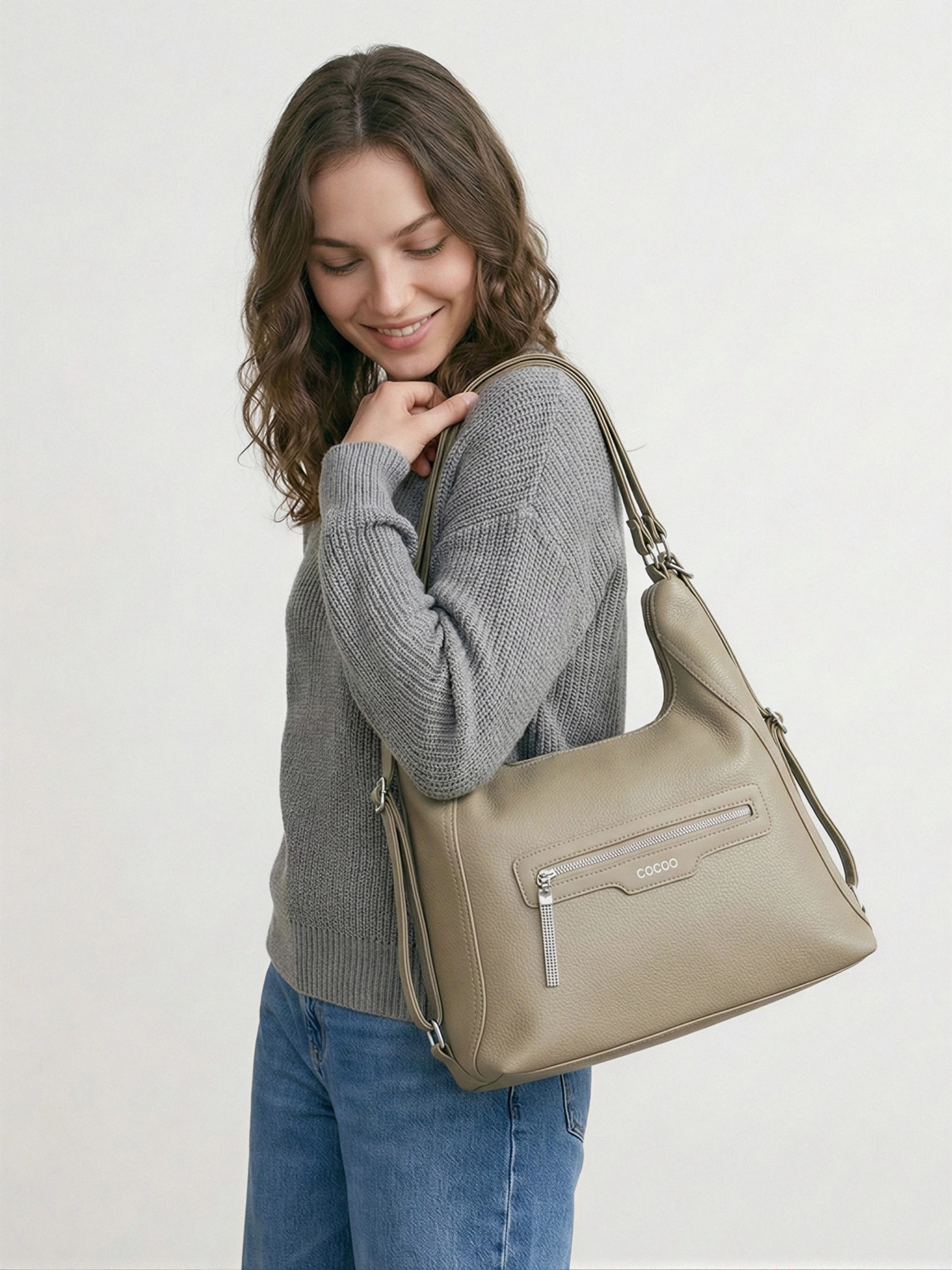 Сумка-шоппер  с декоративным пуллером со стразами в ассортименте